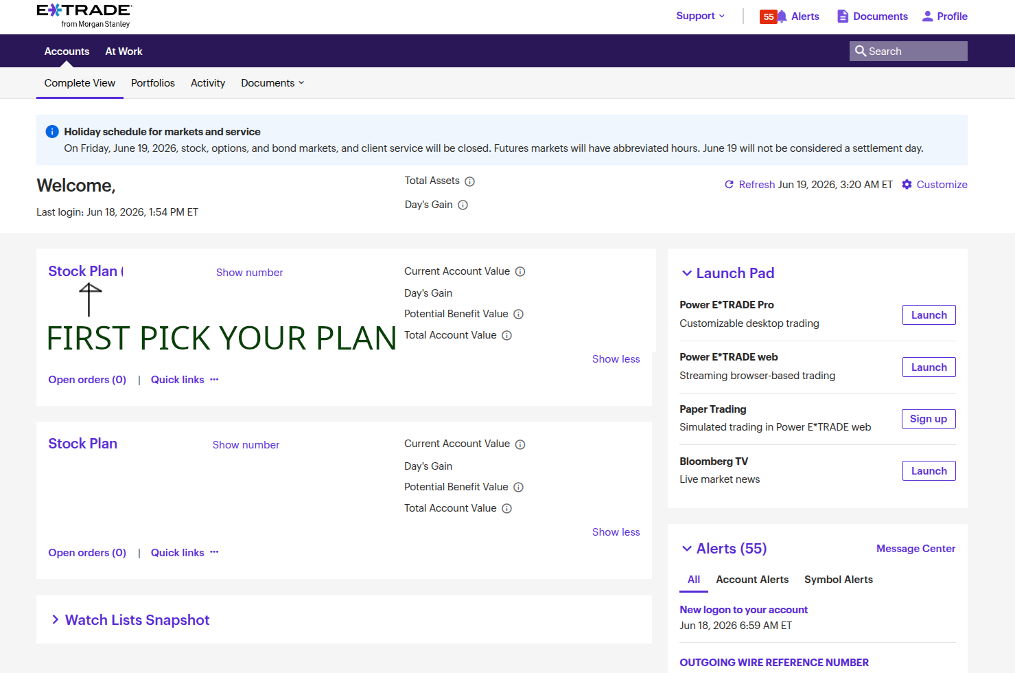 After login, pick your Stock Plan